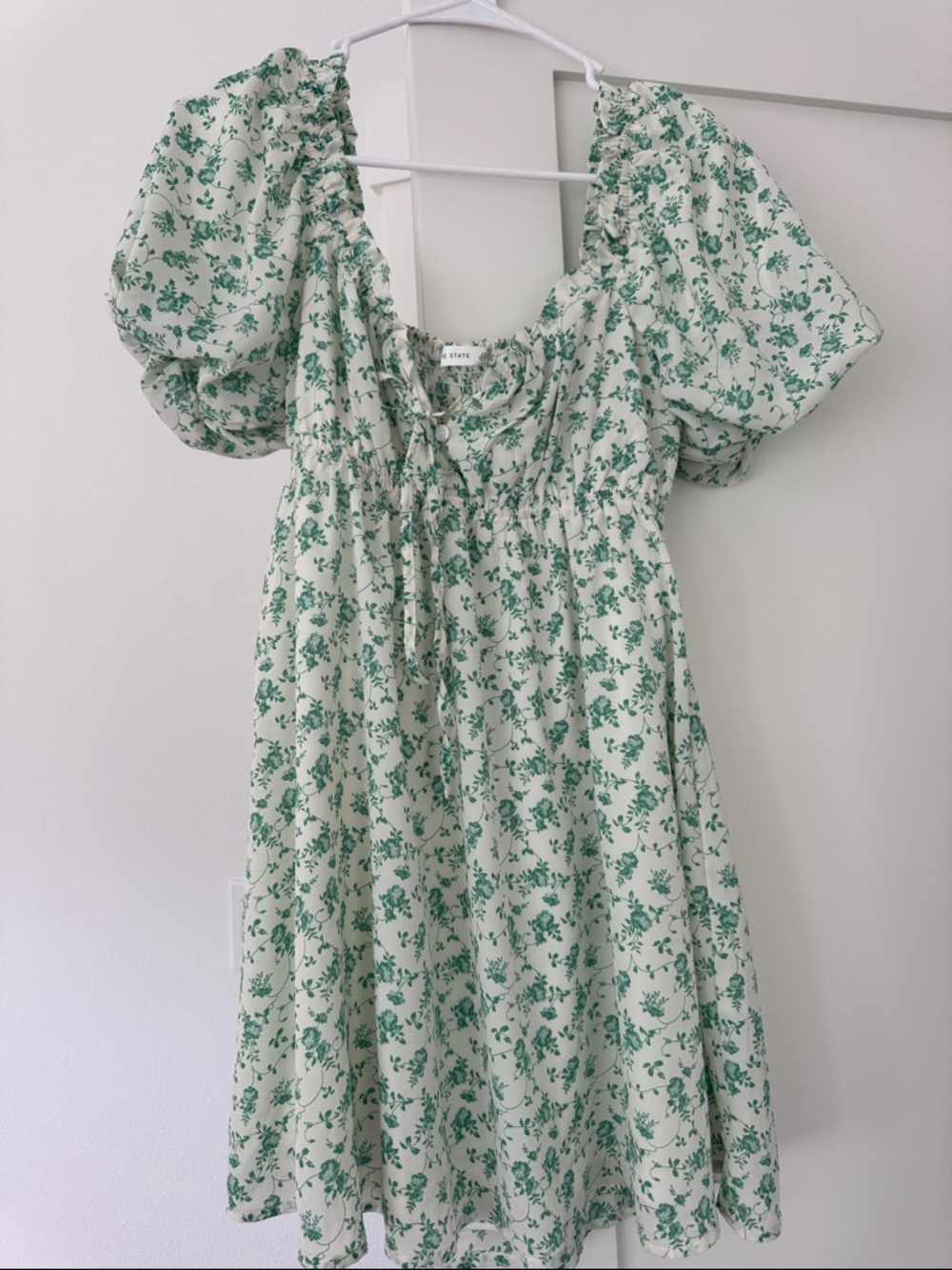 Altar'd State Cream Mini Dress with Green Floral Print